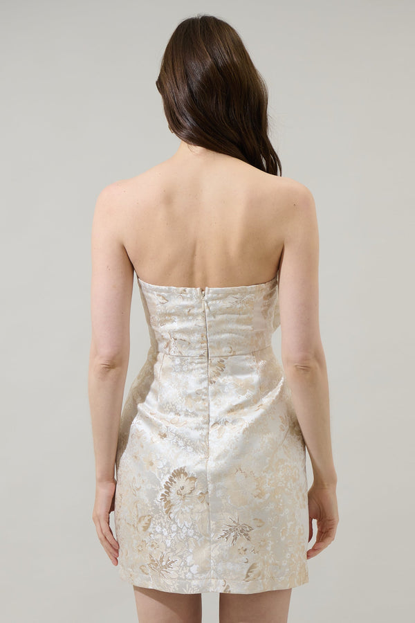 Sugarlips Jewel Jacquard Bow Strapless Mini Dress