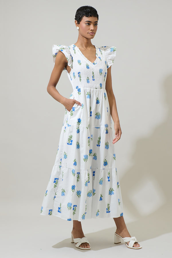 Sugarlips Jillian Floral Sunfire Tiered Midi Dress