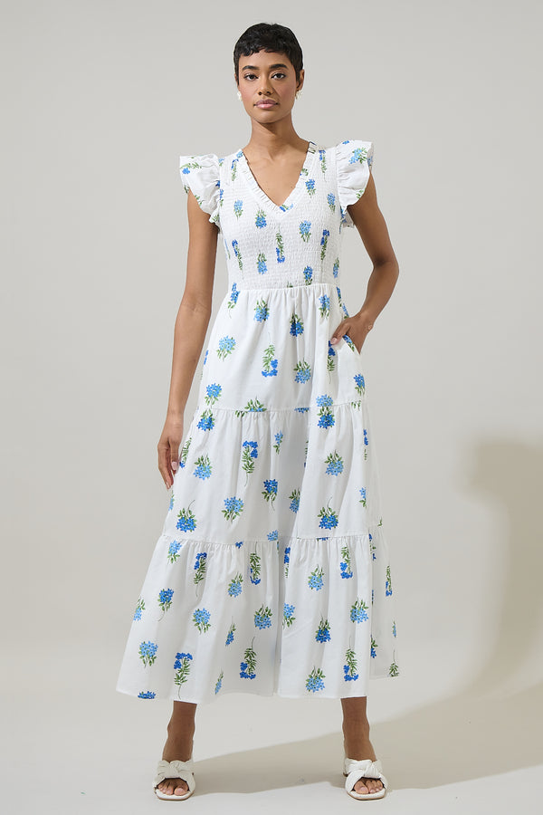 sugarlips Jillian Floral Sunfire Tiered Midi Dress