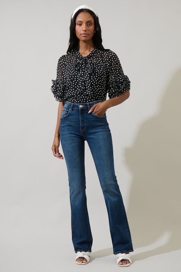 Sugarlips Jinni Dot Lida Tie Neck Top