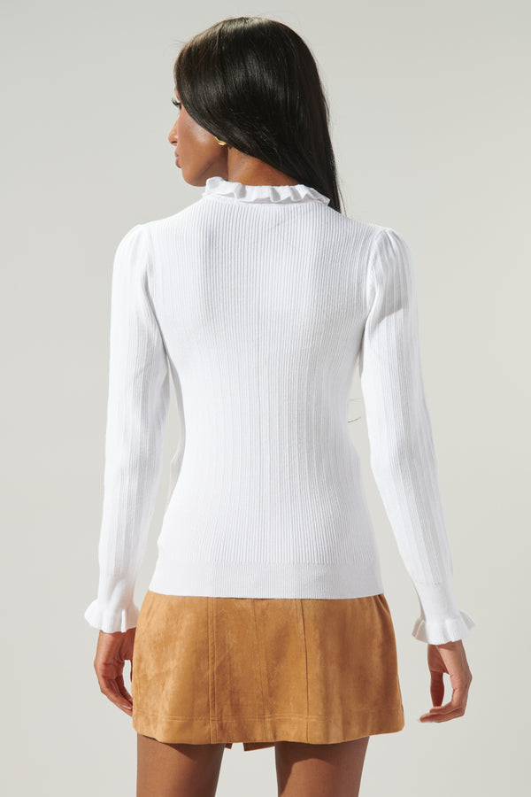 Sugarlips Joeylyn Ribbed Ruffle Sweater Top