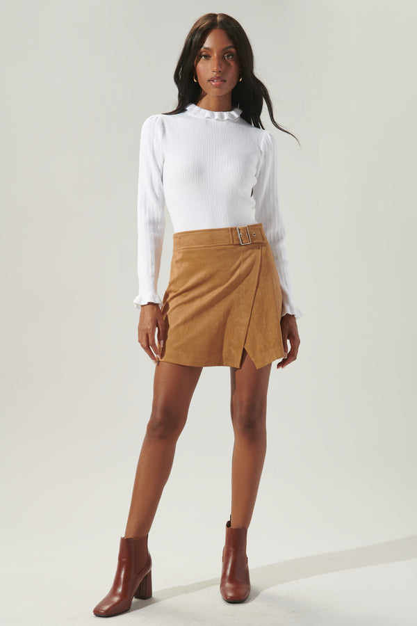 sugarlips Joeylyn Ribbed Ruffle Sweater Top