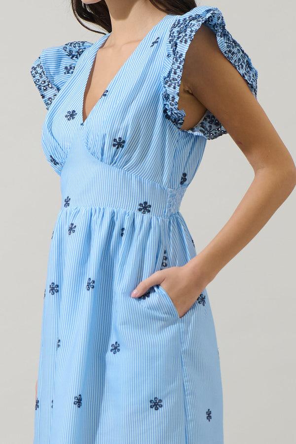 Sugarlips Joliet Stripe Eyelet Zayla Midi Dress