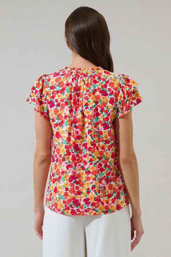 Sugarlips Joly Floral Hessa Ruffle Blouse