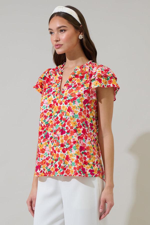 Sugarlips Joly Floral Hessa Ruffle Blouse