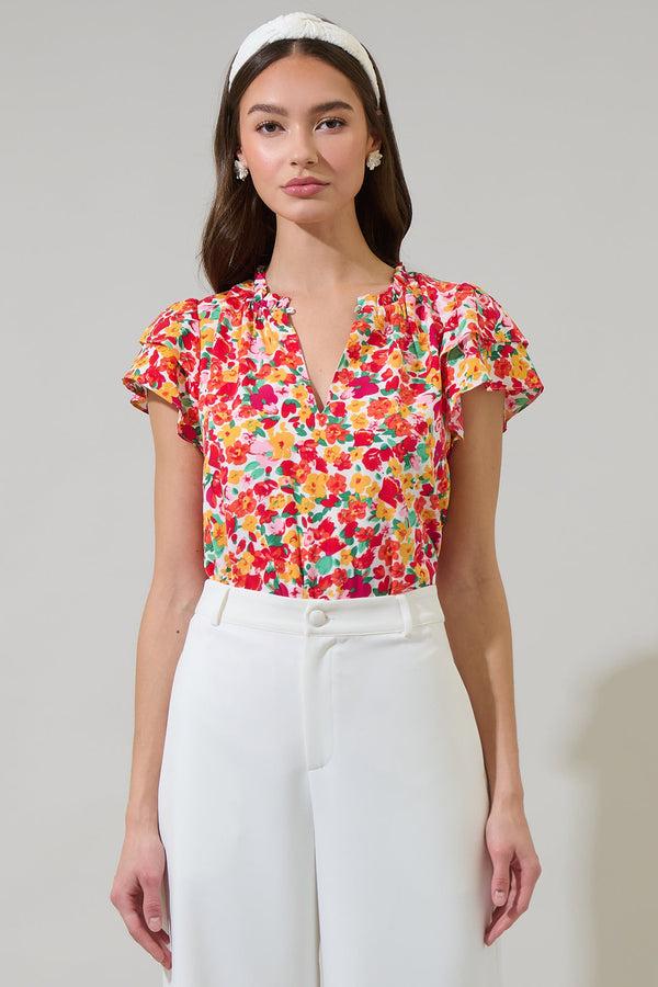 sugarlips Joly Floral Hessa Ruffle Blouse
