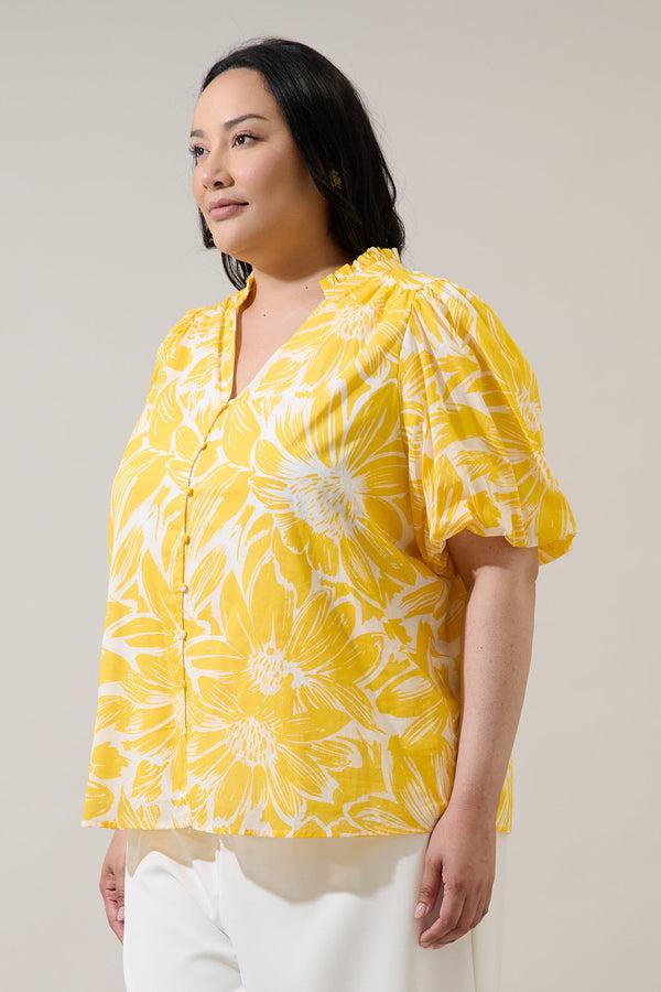 Sugarlips Joni Floral Idara Button Down Top Curve