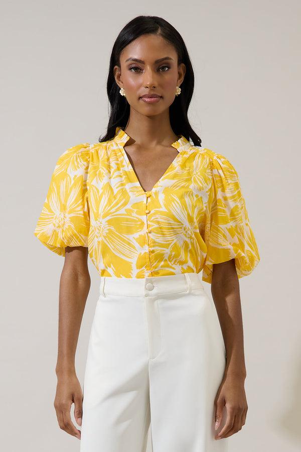 sugarlips Joni Floral Idara Button Down Top
