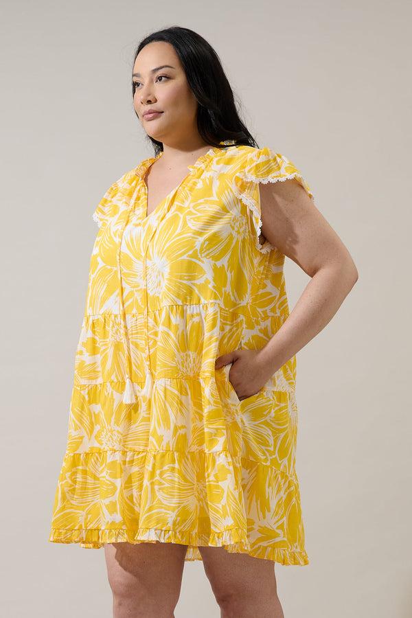 Sugarlips Joni Floral Yodi Shift Mini Dress Curve