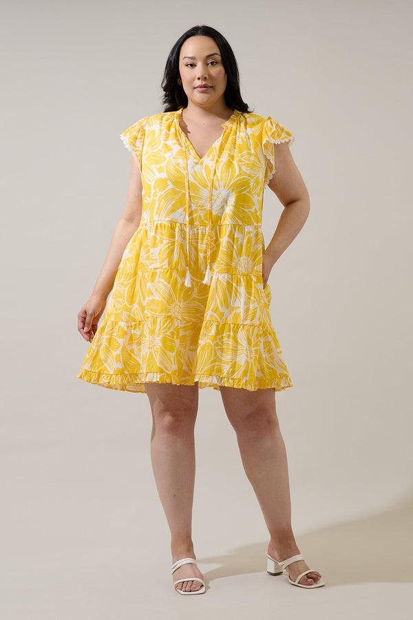 Sugarlips Joni Floral Yodi Shift Mini Dress Curve