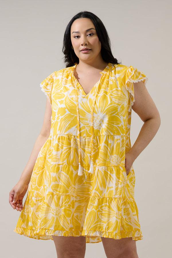 sugarlips Joni Floral Yodi Shift Mini Dress Curve