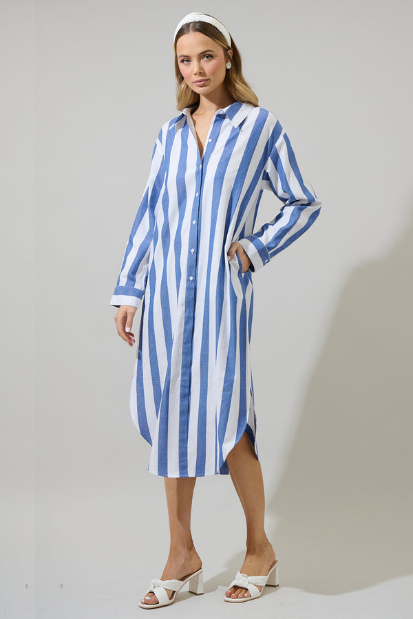Sugarlips Jordy Striped Shirt Midi Dress