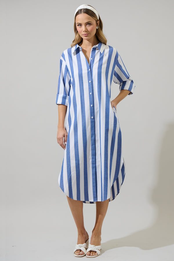 Sugarlips Jordy Striped Shirt Midi Dress