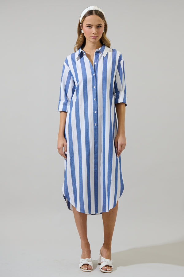 sugarlips Jordy Striped Shirt Midi Dress