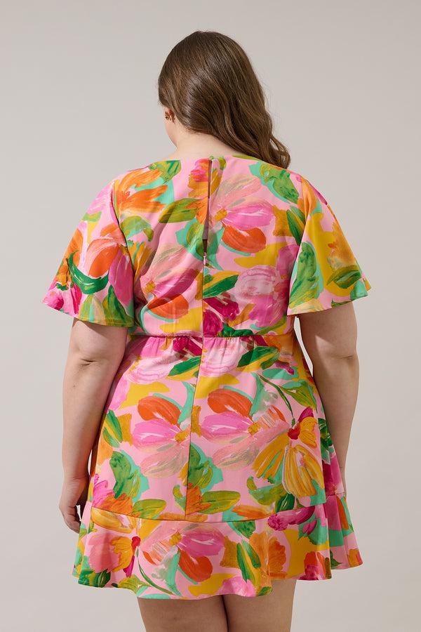 Sugarlips Jovana Floral Flouncy Mini Dress Curve