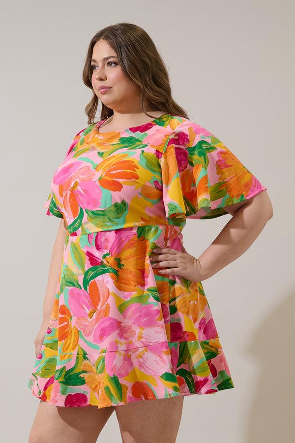 Sugarlips Jovana Floral Flouncy Mini Dress Curve