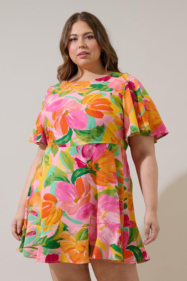 sugarlips Jovana Floral Flouncy Mini Dress Curve