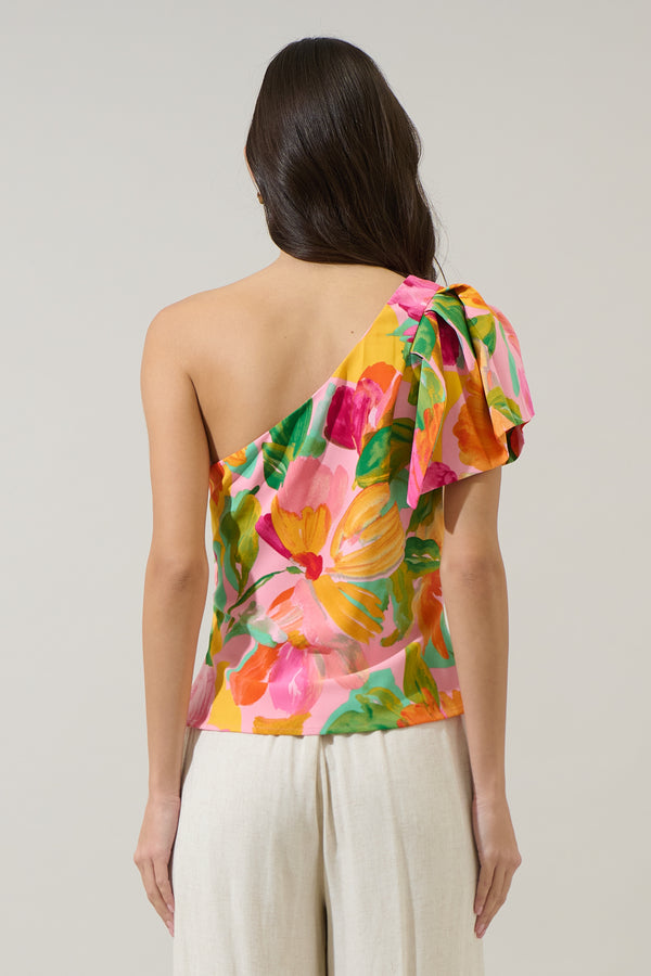 Sugarlips Jovana Floral Masie One Shoulder Blouse
