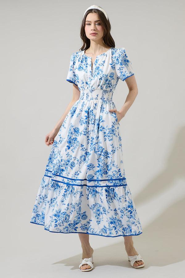 Sugarlips Juba Floral Ordy Smocked Midi Dress