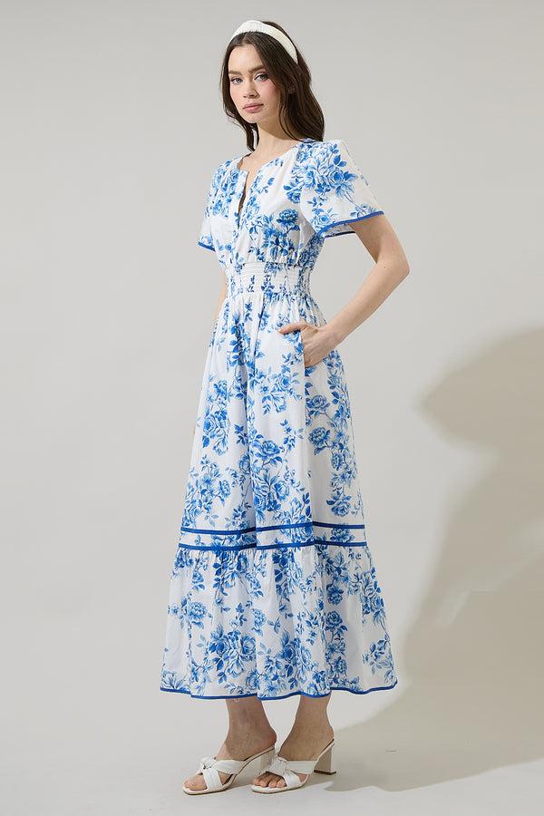 Sugarlips Juba Floral Ordy Smocked Midi Dress