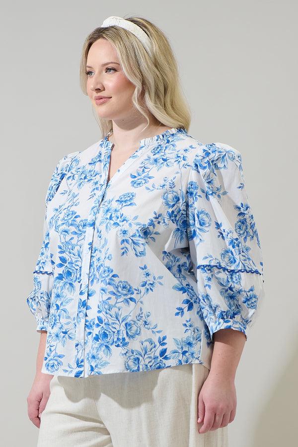 Sugarlips Juba Floral Vale Long Sleeve Top Curve