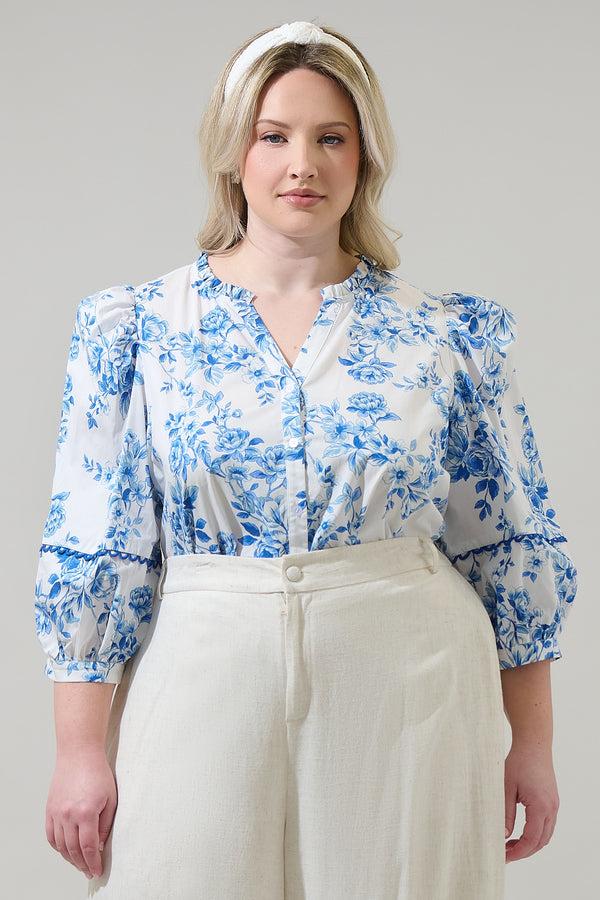 sugarlips Juba Floral Vale Long Sleeve Top Curve