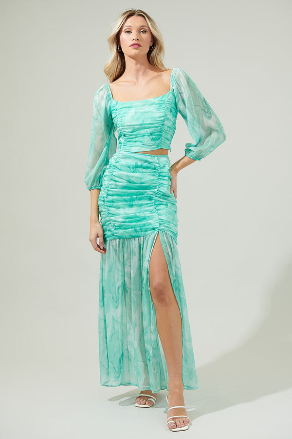 Sugarlips Judie Shirred Slit Maxi Skirt