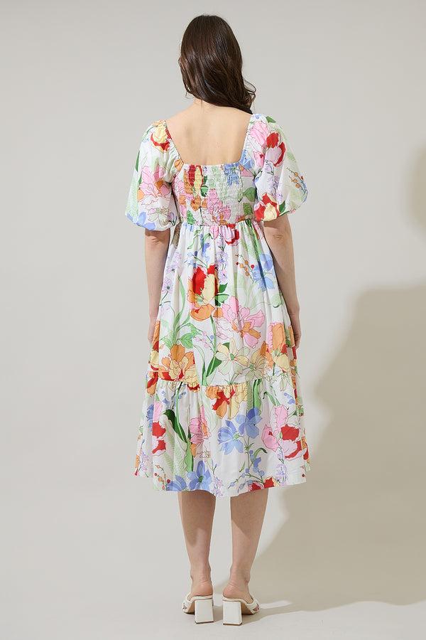 Sugarlips Juliet Floral Paria Pleated Midi Dress