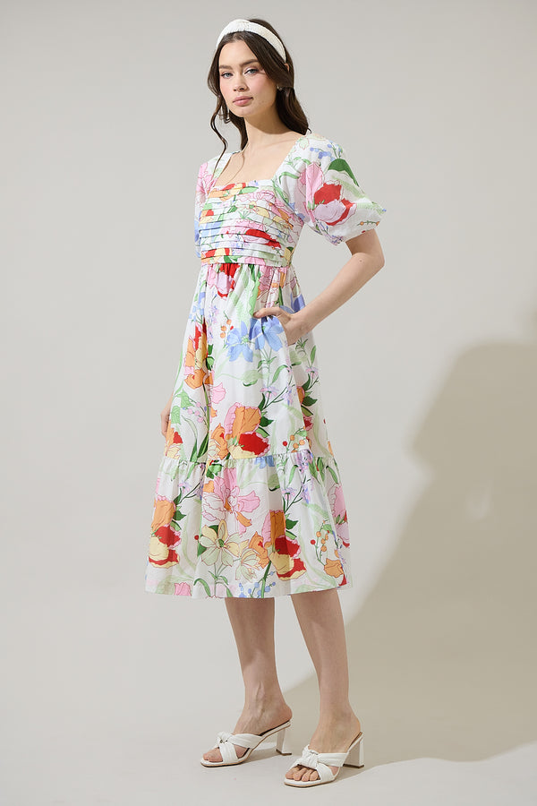 Sugarlips Juliet Floral Paria Pleated Midi Dress