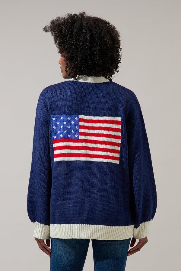 sugarlips Julius American Flag Knit Cardigan