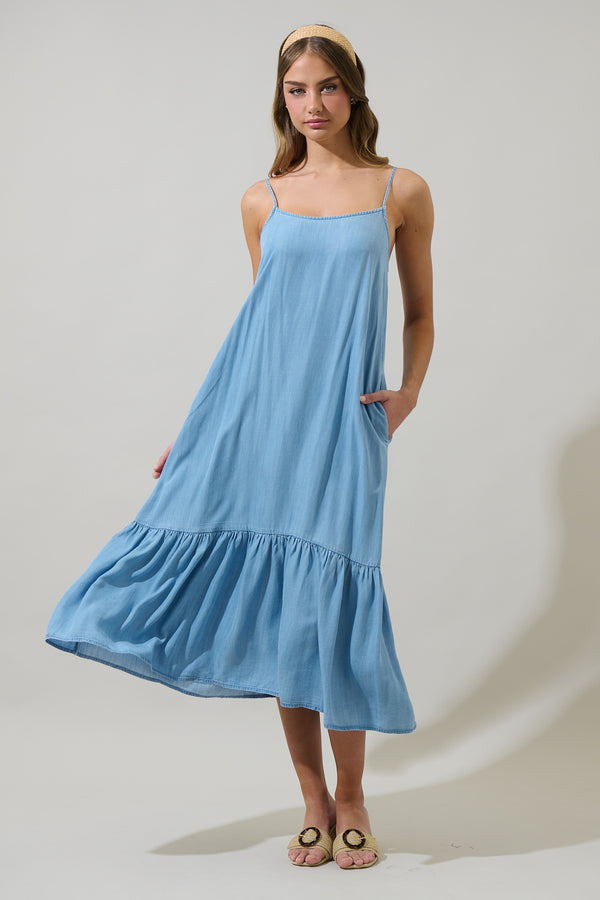 sugarlips Juvia Chambray Cami Midi Dress