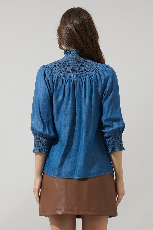 Sugarlips Juvia Chambray Verity Smocked Top