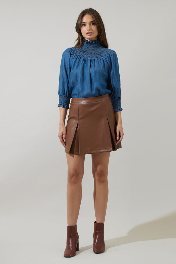 Sugarlips Juvia Chambray Verity Smocked Top