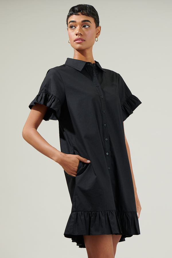 Sugarlips Kacey Ruffled Shirt Mini Dress