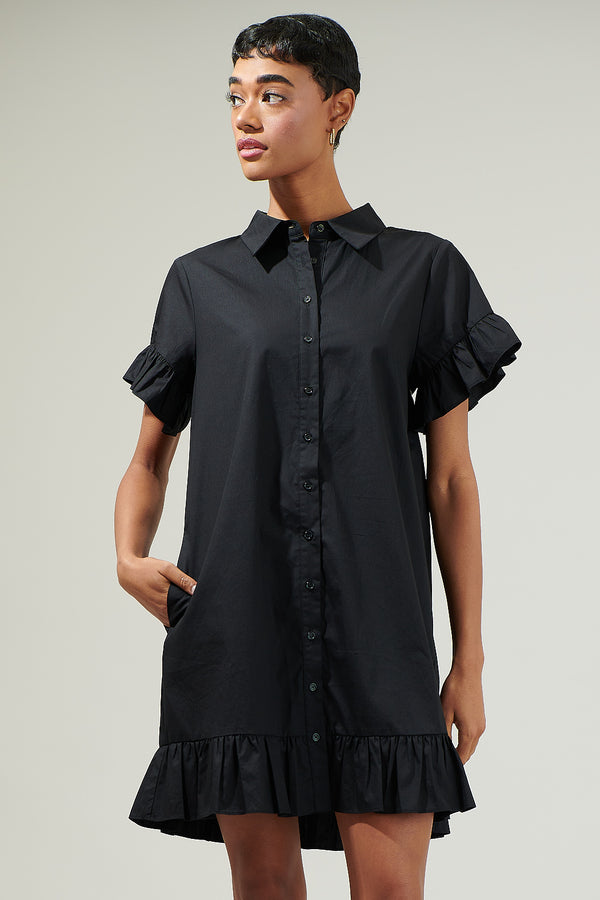sugarlips Kacey Ruffled Shirt Mini Dress