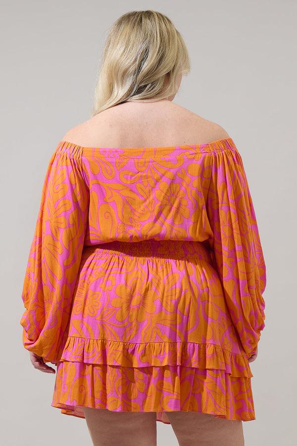 Sugarlips Kaci Floral Bea Smocked Mini Dress Curve