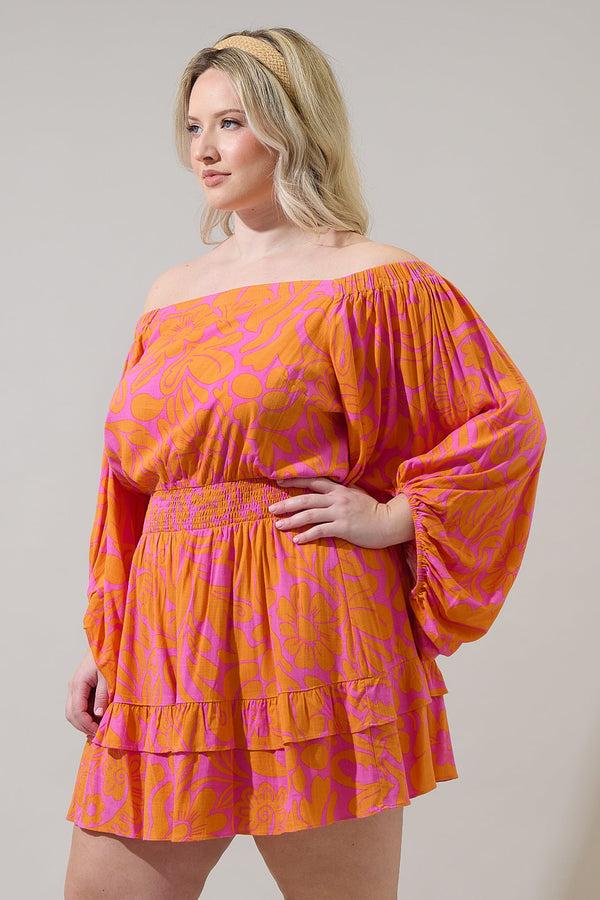 Sugarlips Kaci Floral Bea Smocked Mini Dress Curve