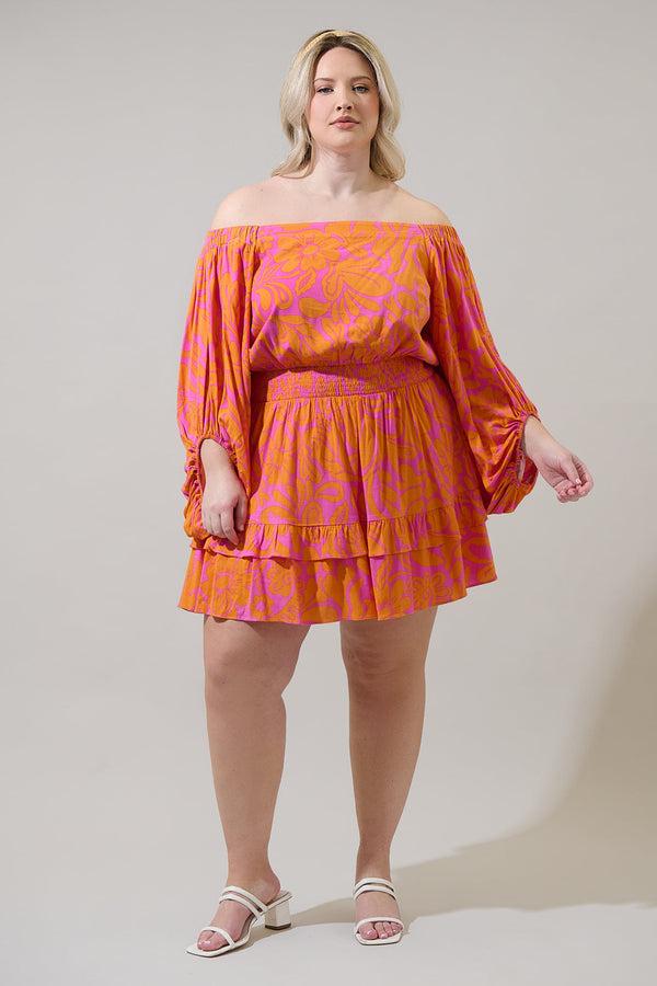 Sugarlips Kaci Floral Bea Smocked Mini Dress Curve