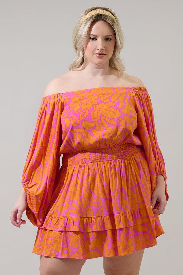 sugarlips Kaci Floral Bea Smocked Mini Dress Curve