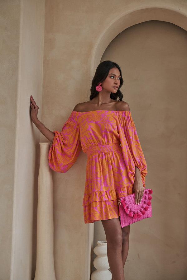 sugarlips Kaci Floral Bea Smocked Mini Dress