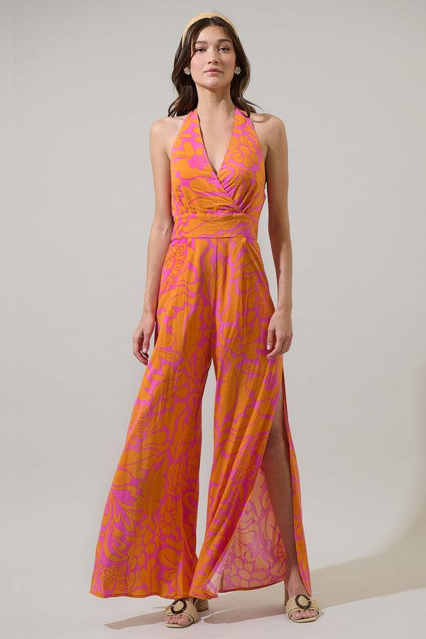 sugarlips Kaci Floral Magic Moment Halter Jumpsuit