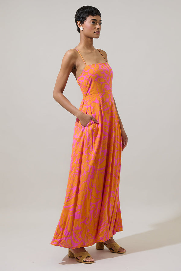 Sugarlips Kaci Floral Vin Smocked Maxi Dress