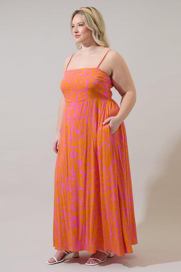 Sugarlips Kaci Floral Vin Smocked Maxi Dress Curve