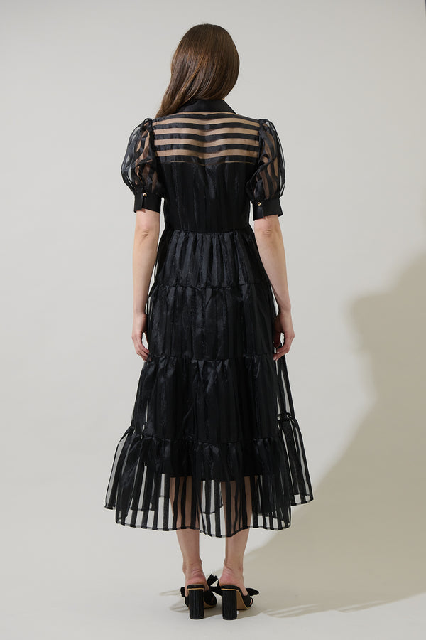 Sugarlips Kadi Striped Organza Midi Dress