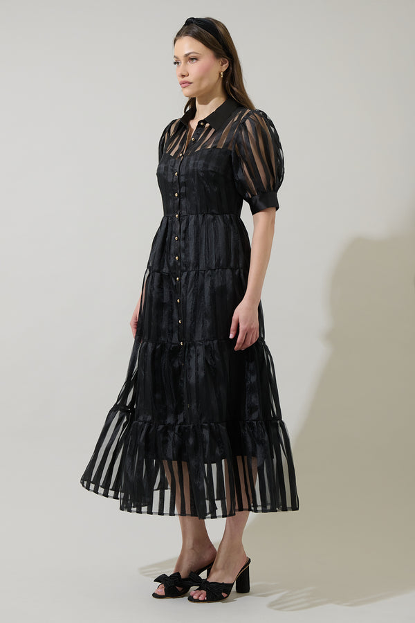 Sugarlips Kadi Striped Organza Midi Dress