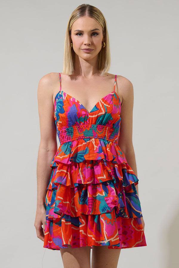sugarlips Kahlia Tropics Mavey Ruffle Mini Dress