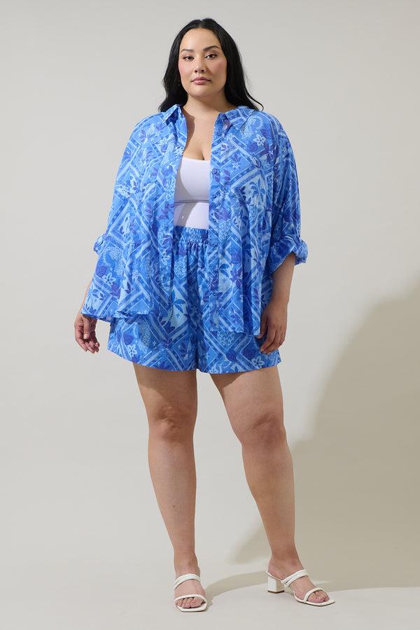 Sugarlips Kaidy Tropical High Waisted Shorts Curve