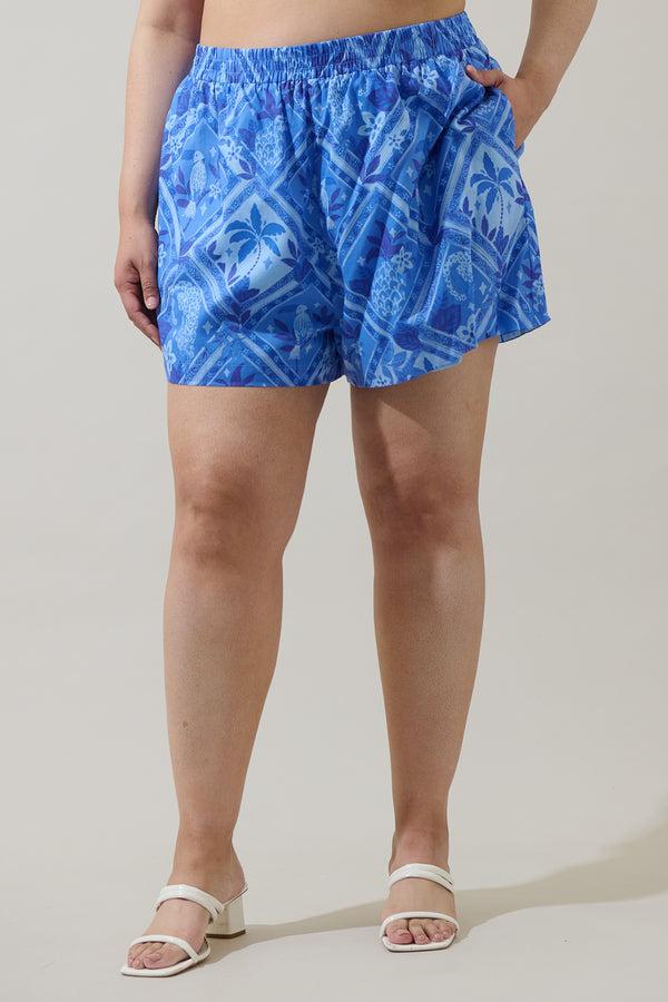 sugarlips Kaidy Tropical High Waisted Shorts Curve