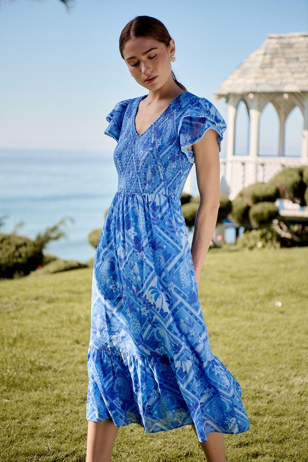 sugarlips Kaidy Tropical Patte Tiered Midi Dress