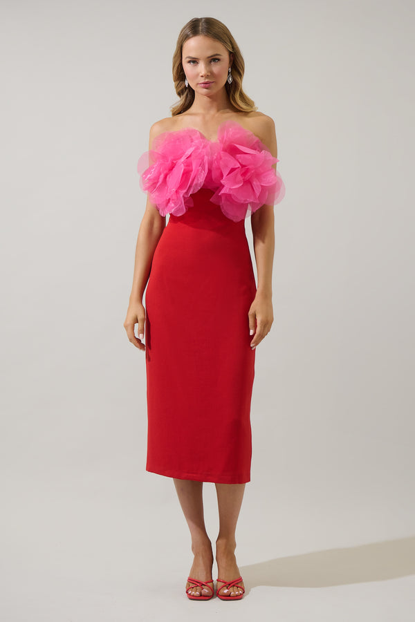 Sugarlips Kailany Organza Floral Midi Dress